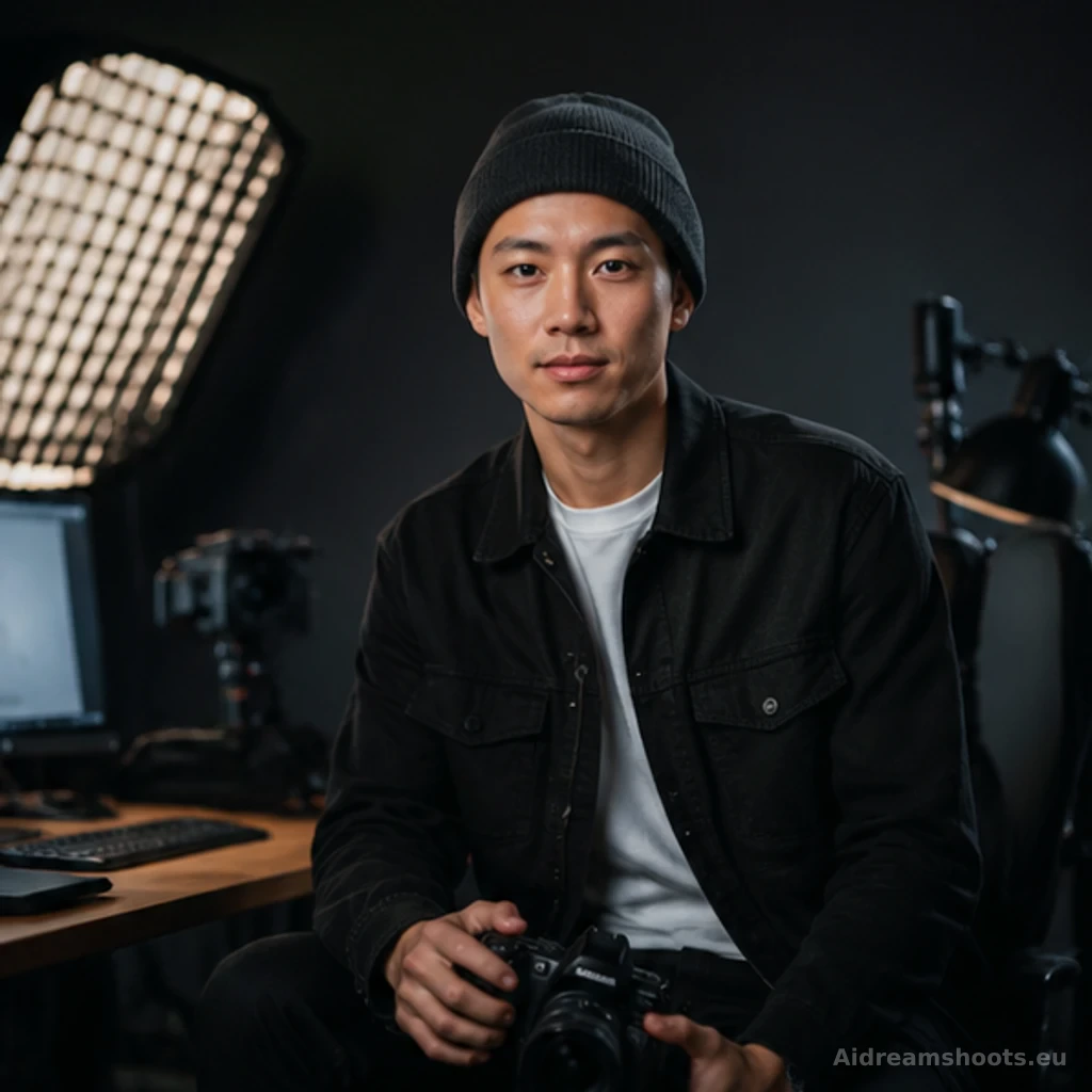 retrato de creador para perfil social, retrato sonriente en un entorno relajado