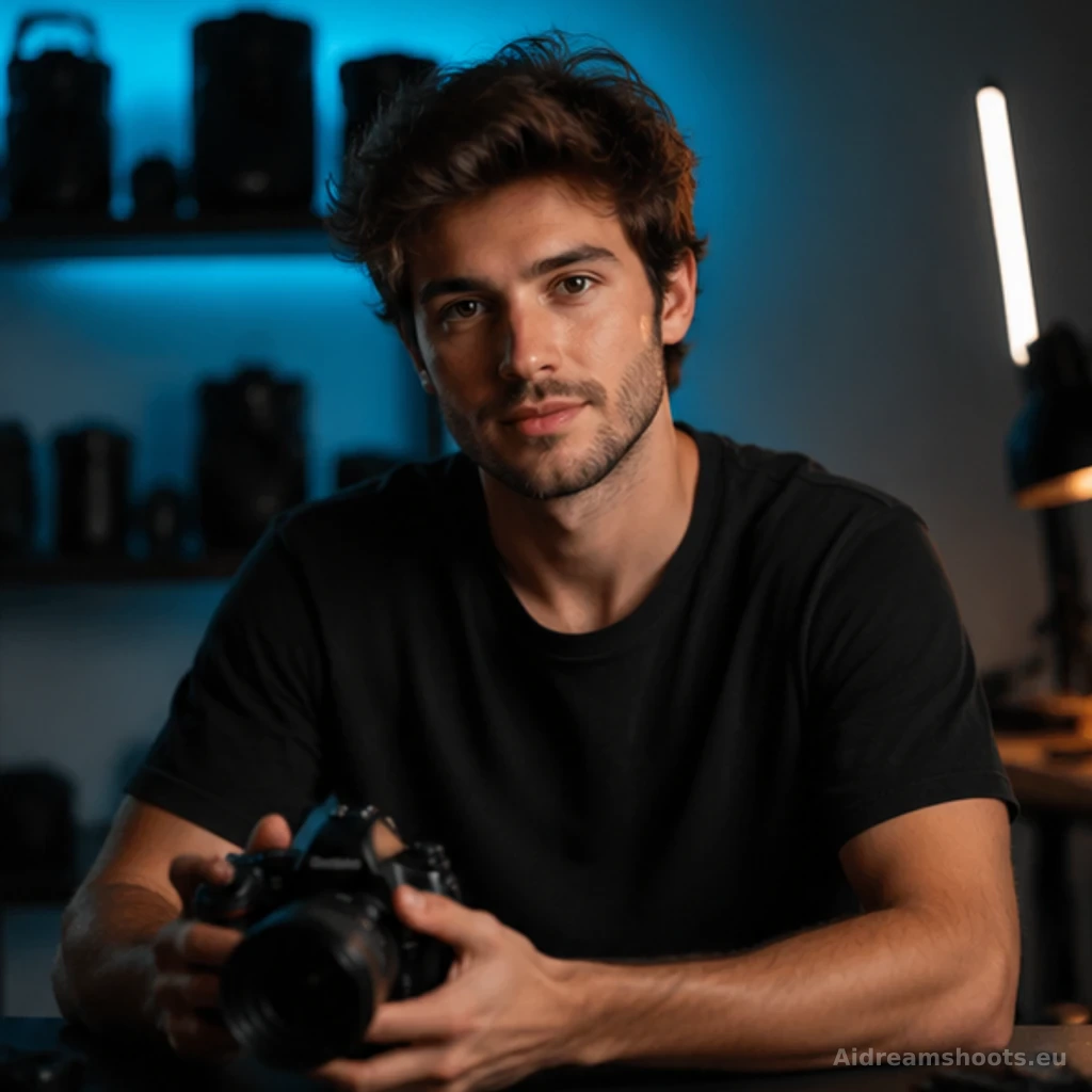 retrato de creador para perfil social, retrato de perfil con un fondo suavemente iluminado