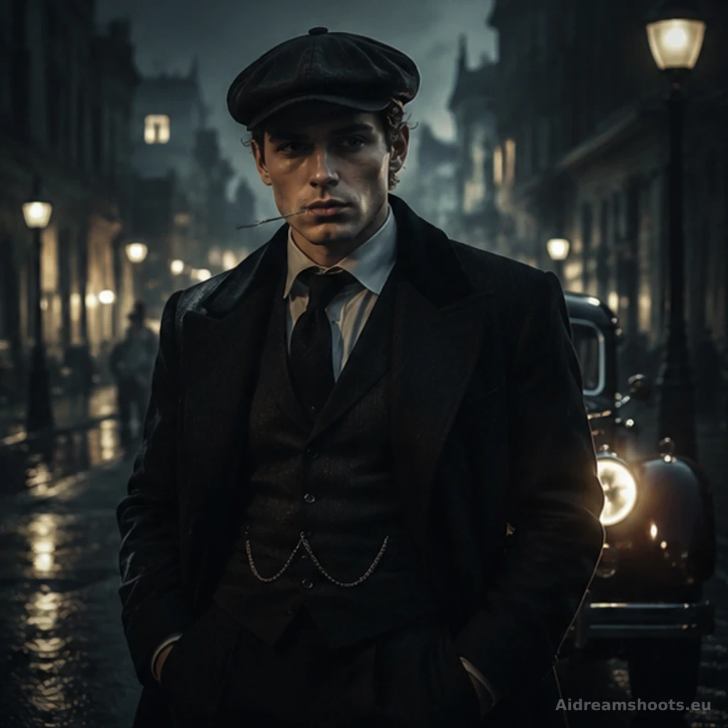 retrato de personaje cinematografico, retrato de perfil con un fondo suavemente iluminado