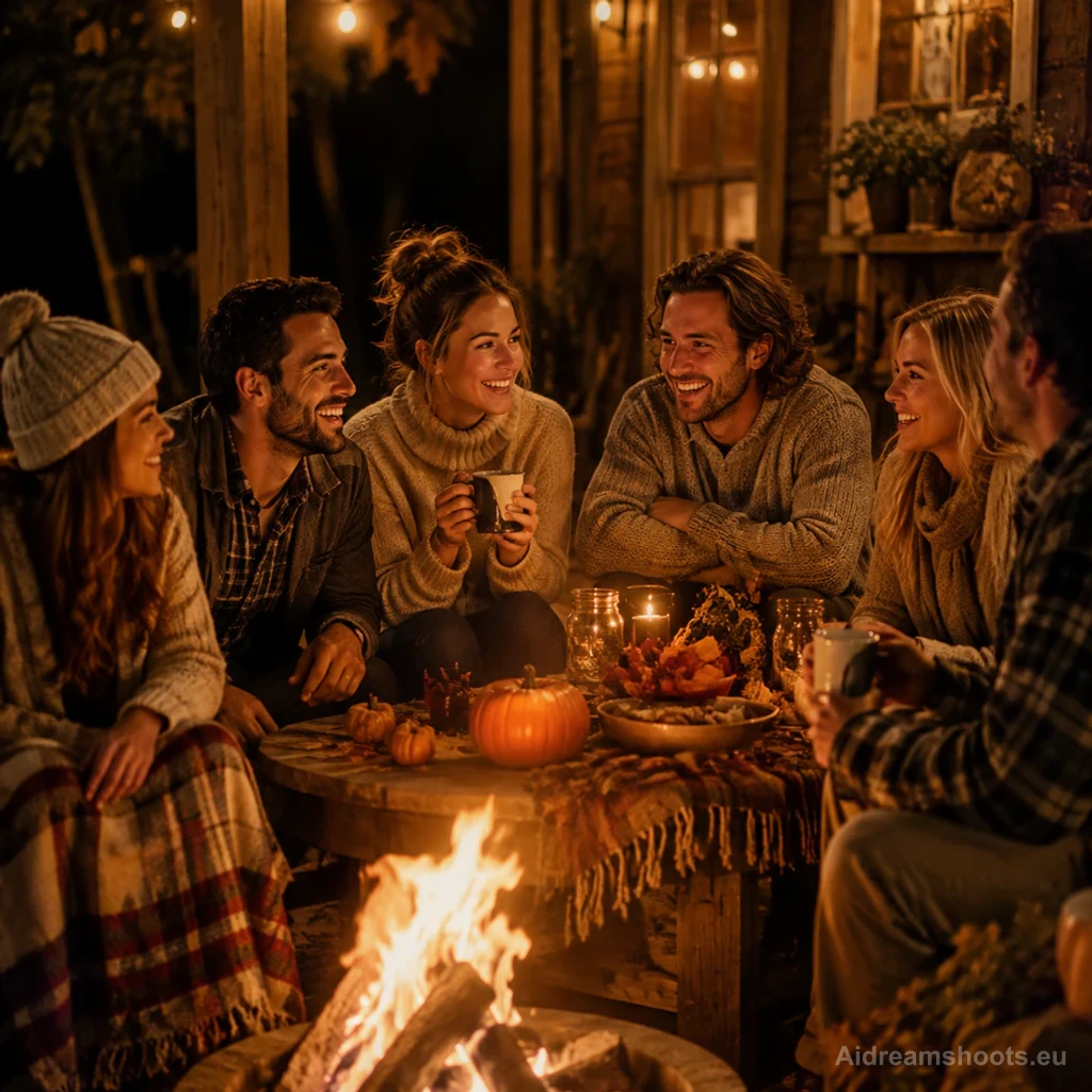 retrato de celebracion de temporada, retrato natural con un ambiente acogedor