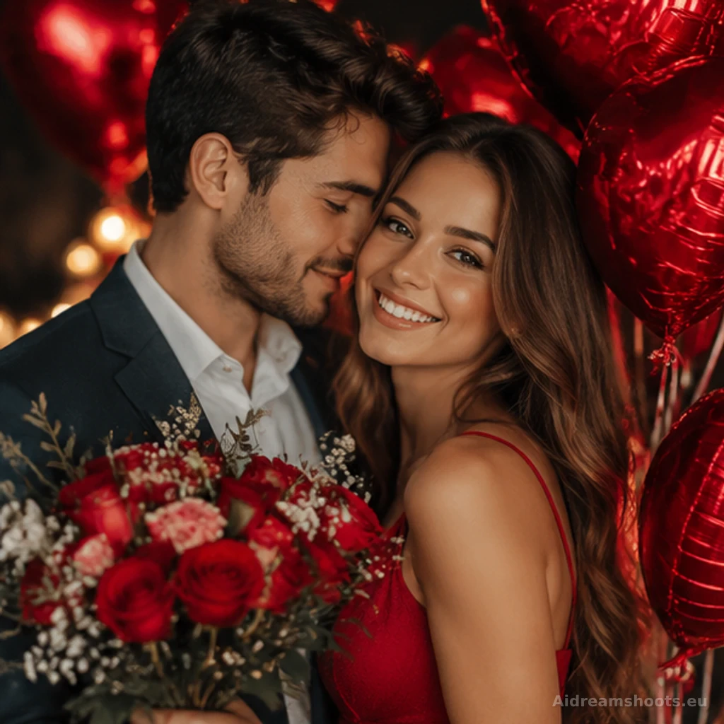 retrato de pareja para recuerdo, retrato sonriente en un entorno relajado