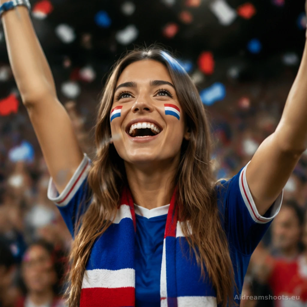 retrato de aficionado en estadio, retrato con rasgos faciales nítidos sobre un fondo suavemente desenfocado