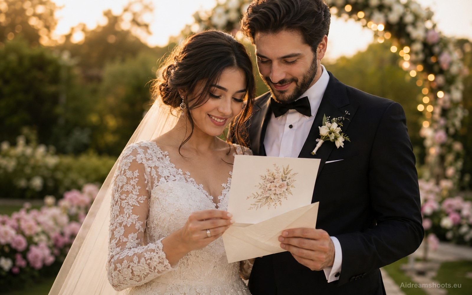 Escena de invitacion de boda para un vídeo creado con IA.